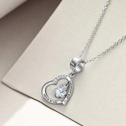 ONEFINITY Sterling Silver Cat Paw Print Necklace Opal Paw Jewelry Forever Heart Pendant Gift for Women (White Opal Cat Paw Print Necklace)