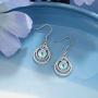ECOLVANT Drop Earrings for Women Rainbow Moonstone Dangle Earrings Sterling Silver Earrings White Gold Plated Gemstone Hypoallergenic Earrings for Women Girls Birthday Party Fashion Silver Earrings
