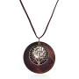 HUNO Tree of Life Pendant Necklace Long Leather Chain Statement Wooden Necklace for Women Girls Vintage Wood Jewelry
