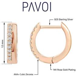 PAVOI 14K Gold Plated Sterling Silver Cubic Zirconia Huggie Hoop Earrings for Women