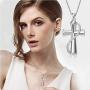 Freeco 925 Sterling Silver Cremation Memorial Jewelry Urn Necklace for Ashes for Women with Fill Kit(Cross Urn Necklace)