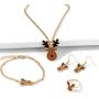 4 Pcs Dainty Christmas Jewelry Sets Christmas Tree Jingle Bells Brown Reindeer Pendant Necklaces Earrings Rings Bracelets Set Christmas Jewelry Set Gifts for Women Girls