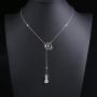 LINLIN FINE JEWELRY 925 Sterling Silver CZ Snowflake Cute Snowman Y-Shaped Lariat Necklace for Women Girls,20''