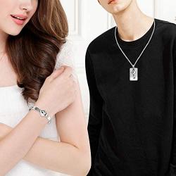 Uloveido Rose Gold Plated Titanium Matching Puzzle Couple Heart Lock Bracelet and Key Pendant Necklace for Men and Women