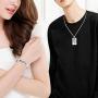 Uloveido Rose Gold Plated Titanium Matching Puzzle Couple Heart Lock Bracelet and Key Pendant Necklace for Men and Women