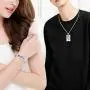 Uloveido Rose Gold Plated Titanium Matching Puzzle Couple Heart Lock Bracelet and Key Pendant Necklace for Men and Women Uloveido Rose Gold Plated Titanium Matching Puzzle Couple Heart Lock Bracelet and Key Pendant Necklace for Men and Women