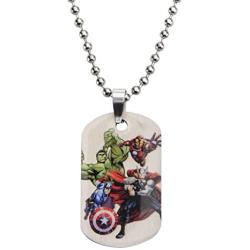 Marvel Comics Boys Stainless Steel Avenger Characters Dog Tag Chain Pendant Necklace, 16''