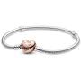 PANDORA Jewelry Moments Heart Clasp Snake Chain Rose Bracelet