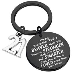 FUSTMW Happy Birthday Keychain Gift 13th 15th 16th 18th 21st 30th 40th 50th Charms Key Ring Best Friends Family Jewelry (21st Keychain Black)