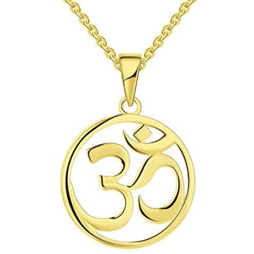JO WISDOM Women OM Necklace,925 Sterling Silver Indian Yoga Aum Om Ohm Necklace