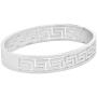 Edforce Stainless Steel Womens Greek Pattern Oval Cutout Hinged Bangle Bracelet