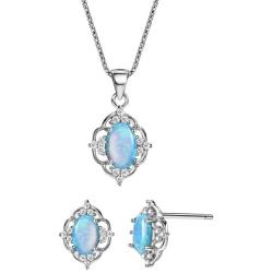 Mints Opal Jewelry Set Filigree Sterling Silver October Birthstone Gemstone Fine Jewelry for Women