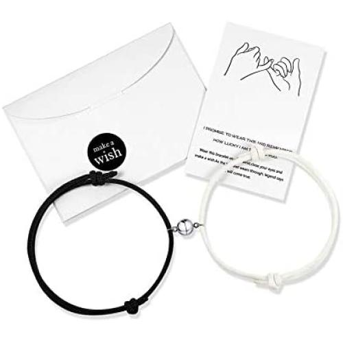 Magnetic Couples Bracelets Mutual Attraction Relationship Matching Friendship His Hers Rope Bracelet Set for Women Men Boyfriend Girlfriend Him Her BFF Best Friends