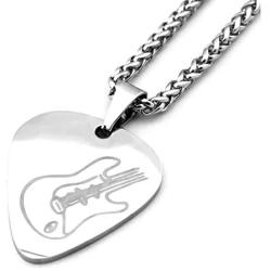 Warvik Music Miniature Acoustic Guitar Pendant Necklace Gold Color, Stainless Steel Jewelry Men Women Wheat Chain 20/28 Inch