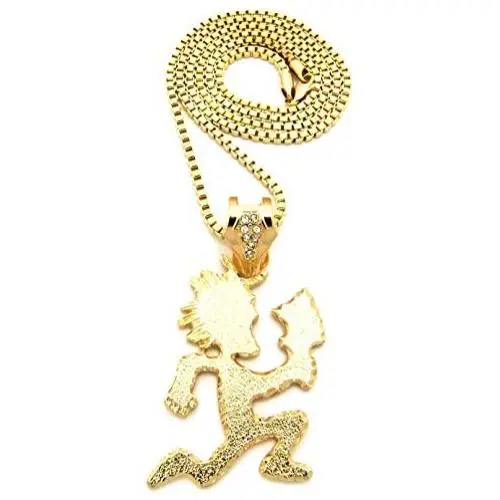 GWOOD Juggalo with Cleaver Pendant 30 Inch Long Box Link Necklace GWOOD Juggalo with Cleaver Pendant 30 Inch Long Box Link Necklace