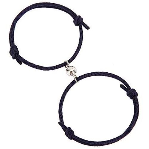 Magnet Bracelet for Couples 2 Pieces Relationship Magnetic Bracelet Mutual Attraction Rope Braided Couple Bracelet Pinky Promise Friendship Bracelet for Best Friend Boyfriend Girlfriend