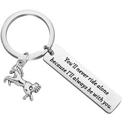 AKTAP Horse Memorial Gift You’ll Never Ride Alone Because I’ll Always Be with You Keychain Horse Jewelry Gifts for Horse Lovers