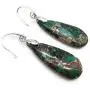 Teardrop Sea Sediment Imperial Jasper Natural Stone Gemstone Necklace Pendant & Drop Dangle Hook Earrings Jewelry Set For Women Girls
