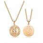 18k Gold Plated Coin Necklace Vintage Textured St Christopher Medal Patron Saint of Travelers Catholic Protection Pendant Necklace, Gold Tone Devotional&nb