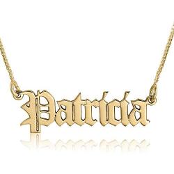 Sahaa 925 Sterling Silver Personalized Old English Name Necklace Custom Nameplate