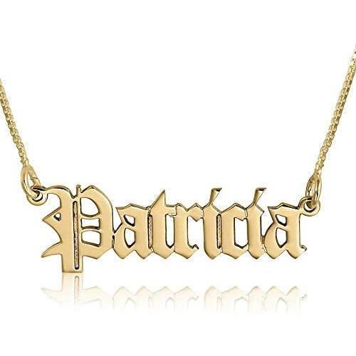 Sahaa 925 Sterling Silver Personalized Old English Name Necklace Custom Nameplate