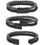 MagnetRX® Hematite & Leather Magnetic Therapy Bracelet - MAX Strength Natural Pain Relief and Healing Stones - Beaded Magnetic Hematite Bracelets (Medium)