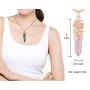 Bivei Vintage Reiki Healing Crystal Necklace Hexagonal Prism Quartz Point Stone Flower Wrapped Pendulum Pendant Jewelry