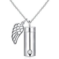Cremation Jewelry Sterling Silver Angel Wing Memorial Urn Necklace Ashes Keepsake Pendant Necklace for Unisex