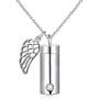 Cremation Jewelry Sterling Silver Angel Wing Memorial Urn Necklace Ashes Keepsake Pendant Necklace for Unisex