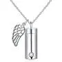 Cremation Jewelry Sterling Silver Angel Wing Memorial Urn Necklace Ashes Keepsake Pendant Necklace for Unisex