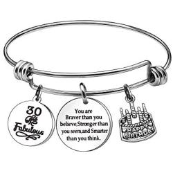 KENYG 13th 16th 18th 21st 30th 35th 40th 45th 50th 55th 60th 65th Silver Charm Women Bracelets Bangles Anniversary Birthday Business Inspirational Jewelry
