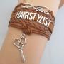 Tattooshe nfinity Love Hairstylist Bracelets & Bangles Scissor Charm Braided Leather Bracelet wrap Jewelry