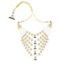 Mehrunnisa Rajwada Paanch Lada kundan Pearls & Green Stones Necklace & Earrings Set (Free Kaan Chain)