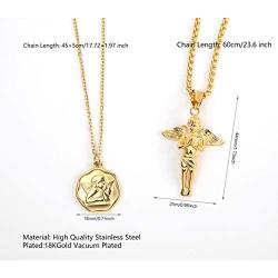 Xiaoke Love Guardian Angel Necklace for Women Girls,18K Gold Plated Angel Necklace, Unique Couple Cherub Necklace for Him and Her -with Display Box