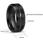 Crownal 4mm 6mm 8mm 10mm Black Tungsten Wedding Band Ring Men Women Beveled edges Polished Grooved Center Comfort Fit Size 4 To 17