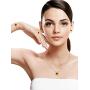 Chuangdi 5 Pieces Totally Sunflower Shape Necklace Drop Petal Pendant Necklace with Faux Pearl, Sunflower Bracelet Earrings Ring for Women Jewelry Accessories