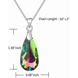 TENGYUE Pear Crystal Necklaces for Women-Teardrop Pendant Necklace Jewelry-Silver Necklace Gifts for Mom/Birthday/Wife,16''+2''