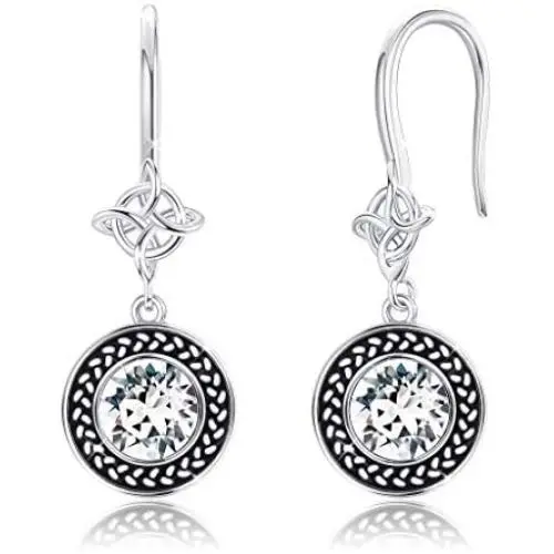 Sllaiss 18K Gold Plated Drop Earrings for Women Dangle Earrings Sparkling Austrian Crystal Celtic Knot Jewelry Gift for Christmas Birthday Anniversary with Box
