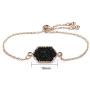 Women Girls Link Bracelet Silver Gold Plated in Faux Druzy Stone Sparkly Hexagon Quartz Adjustable Bracelet