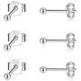 Sterling Silver Stud Earrings for Women Girls- 3 Pairs of 2mm Tiny Ball Stud Earrings Round CZ Cubic Zirconia Earrings Pearl Earrings Set Cartilage Small Tragus Earrings Nose Lip Rings