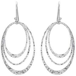 Ellen Tracy Sterling Silver Tri Color Dangle Earrings