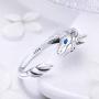 FOREVER QUEEN Cute Animal Footprints Open Ring, 925 Sterling Silver Adjustable Finger Rings for Women Girls Birthday Gifts with Jewelry Box