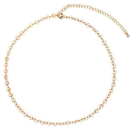 Zealmer 16 Gold Plated Coin Chain Multi Layer Choker Necklaces for Women