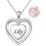 Sterling Silver Heart Personalized Custom Name Necklace Script Initial Nameplate I Love You to the Moon and Back Necklace Jewelry for Women