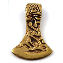 LynnAround Bronze Engraved Viking Celtic Knot Axe Head Thors Hammer Mjolnir Norse Pendant for Necklace Jewelry