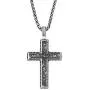 Mens Stainless Steel Antique Cross Pendant - 24 Inch Box Chain