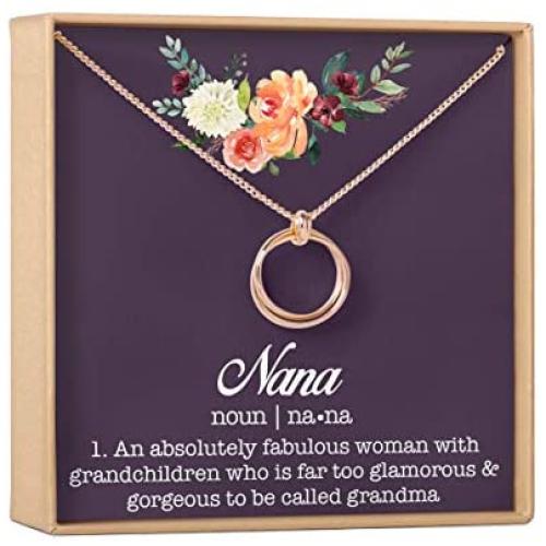 Dear Ava Nana Gift Necklace: Nana Jewelry, for Grandma, Grandmother, 2 Linked Circles (Rose-Gold-Plated-Brass, NA)