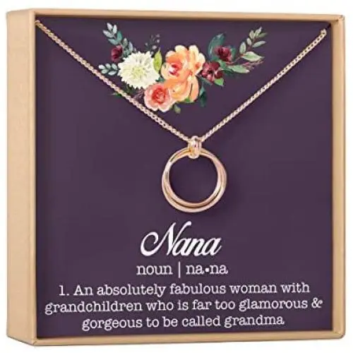 Dear Ava Nana Gift Necklace: Nana Jewelry, for Grandma, Grandmother, 2 Linked Circles (Rose-Gold-Plated-Brass, NA) Dear Ava Nana Gift Necklace: Nana Jewelry, for Grandma, Grandmother, 2 Linked Circles (Rose-Gold-Plated-Brass, NA)