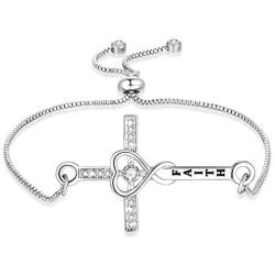 Christian Gifts for Women, Inspirational Faith Jewelry Religious Bracelet for Girls Cross Infinity Link Bracelet for Her