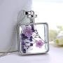 YAZILIND Platinum Plated DIY Dried Flower Square Lockets Pendant Necklace Birthday Gift